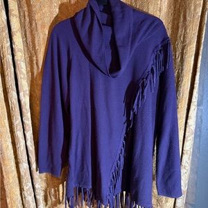 croft & barrow Purple Cowl Neck Fringe Sweater